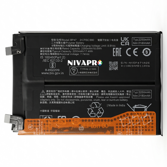 BP47 for Xiaomi 11i HyperCharge 5G / Redmi Note 11 Pro+ 5G with Warranty by NIVAPRO 4500mAh