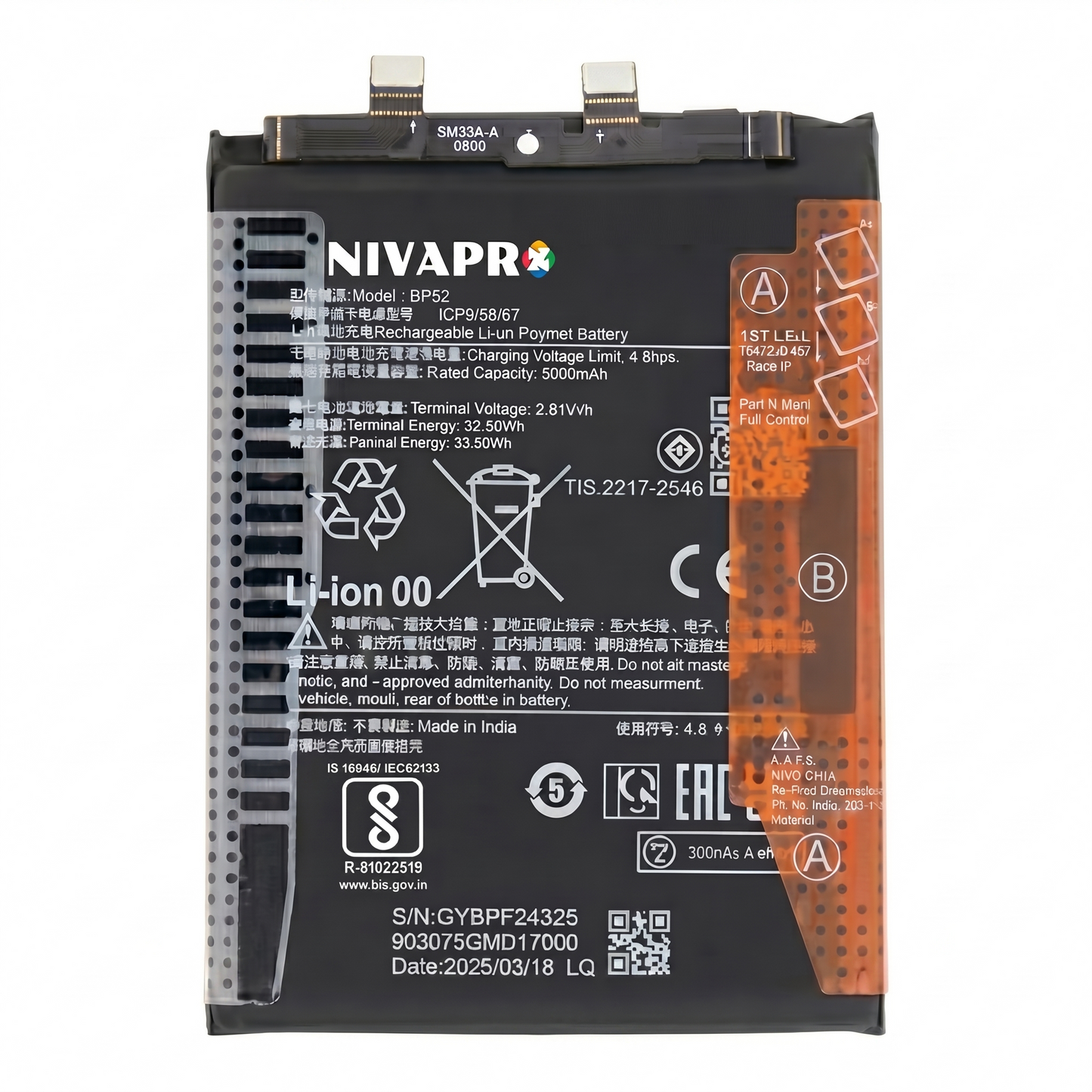 BP52 for Xiaomi POCO F6 5G with Warranty by NIVAPRO 5000mAh