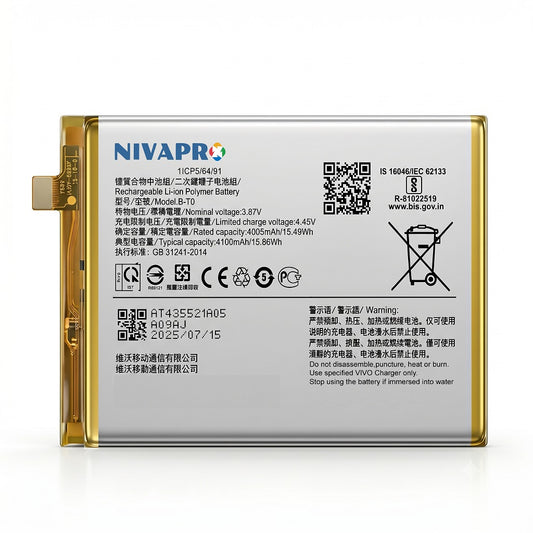 BT0 B-TO for Vivo Y76 5G (Vivo V2124) / Vivo Y76s (Vivo V2156A) smartphone 4100mAh Battery with warranty by NIVAPRO