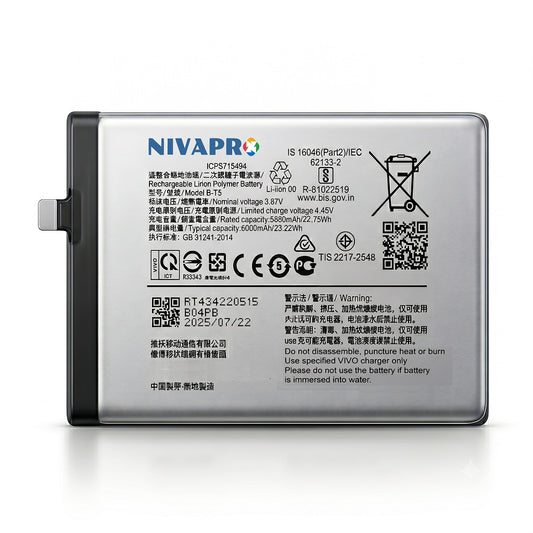BT5 for Vivo Y55s 5G (2021)  6000mAh Battery with warranty by NIVAPRO