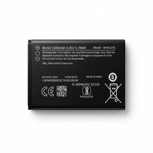 BV-6A Original Battery for  Nokia 8110 4g / Banana 2060 3606 5250 C5-03 (1500mAH) with Warranty by NIVAPRO