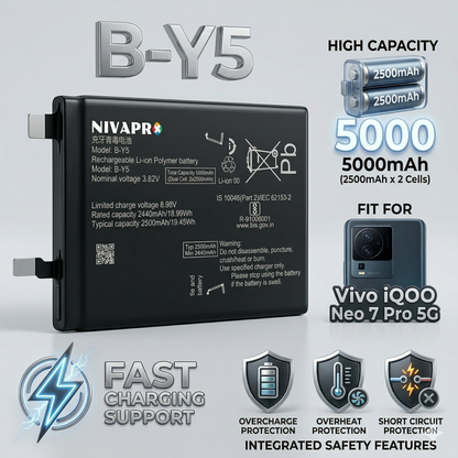 BY5 for  Vivo iQOO Neo 7 Pro 5G 5000mAh Battery with warranty by NIVAPRO