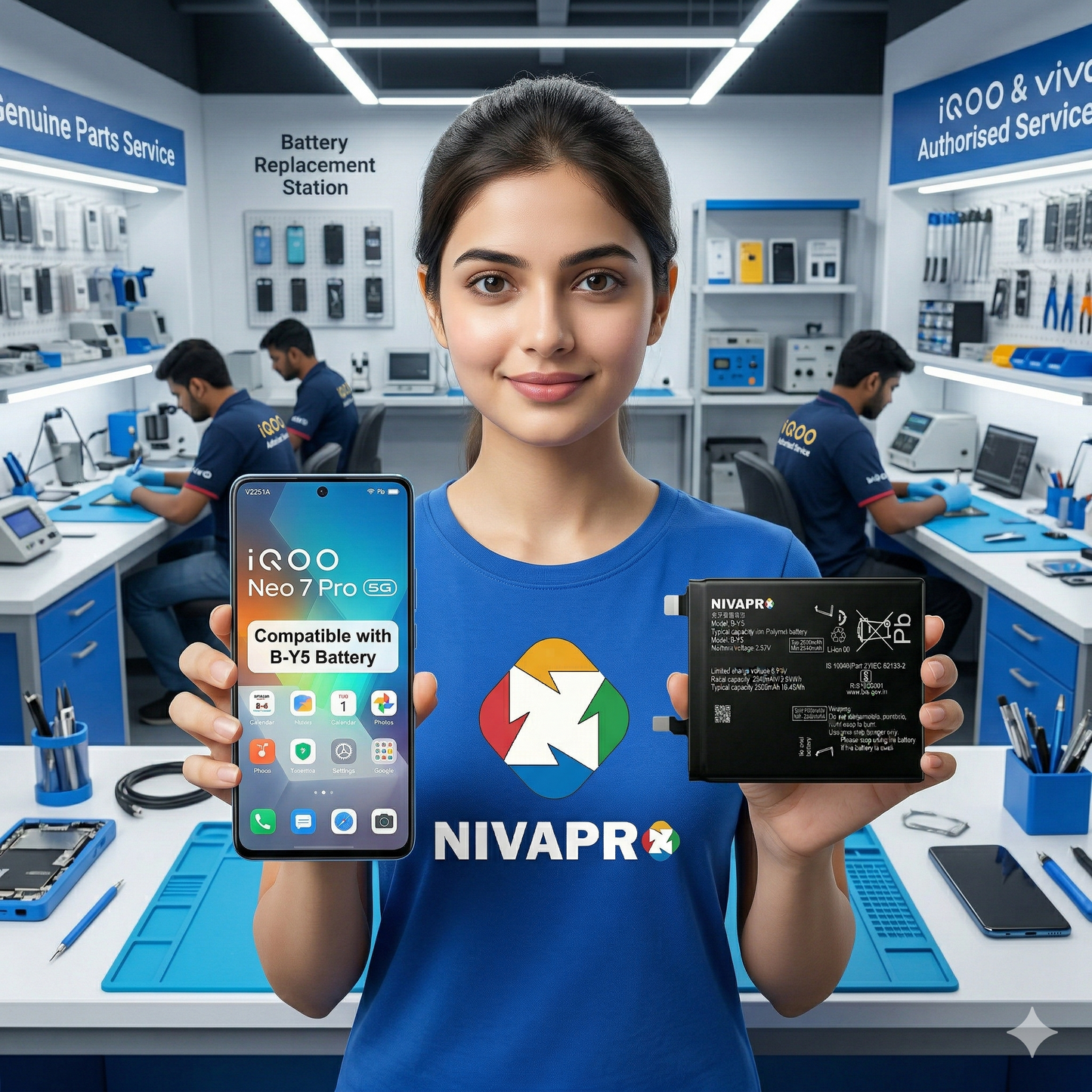 BY5 for  Vivo iQOO Neo 7 Pro 5G 5000mAh Battery with warranty by NIVAPRO