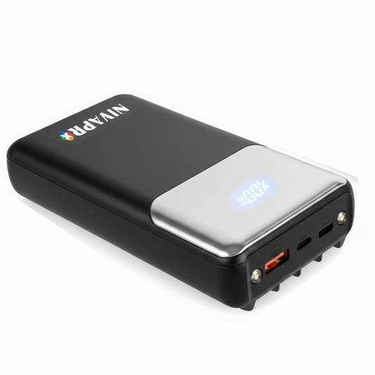 20000mAh Portable Power Bank with 22.5W Ultra Fast Charging, LED Digital Display, Multi-Port USB-A and Type-C Output, All Types of Cables inbuilt, no Extra Charging Cable Required by NIVAPRO