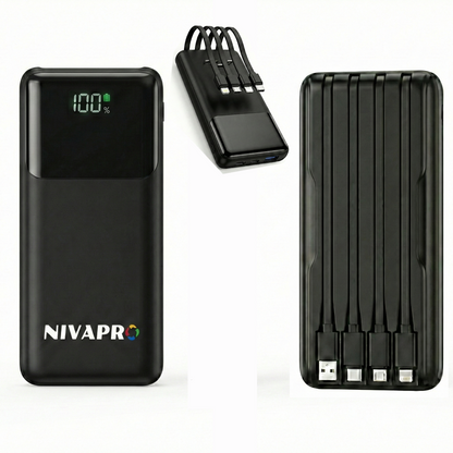 10000mAh Power Bank with 22.5W ultrafast Charging, Pass-Through Support, in-Built connectors, Airline Approved, Digital% Display.