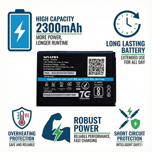 NIVAPRO H12348 FOR wifi 4g router, m2s fi2 , jiofi2 m2, 2300mAh | 8.74wh | 3.8v Battery