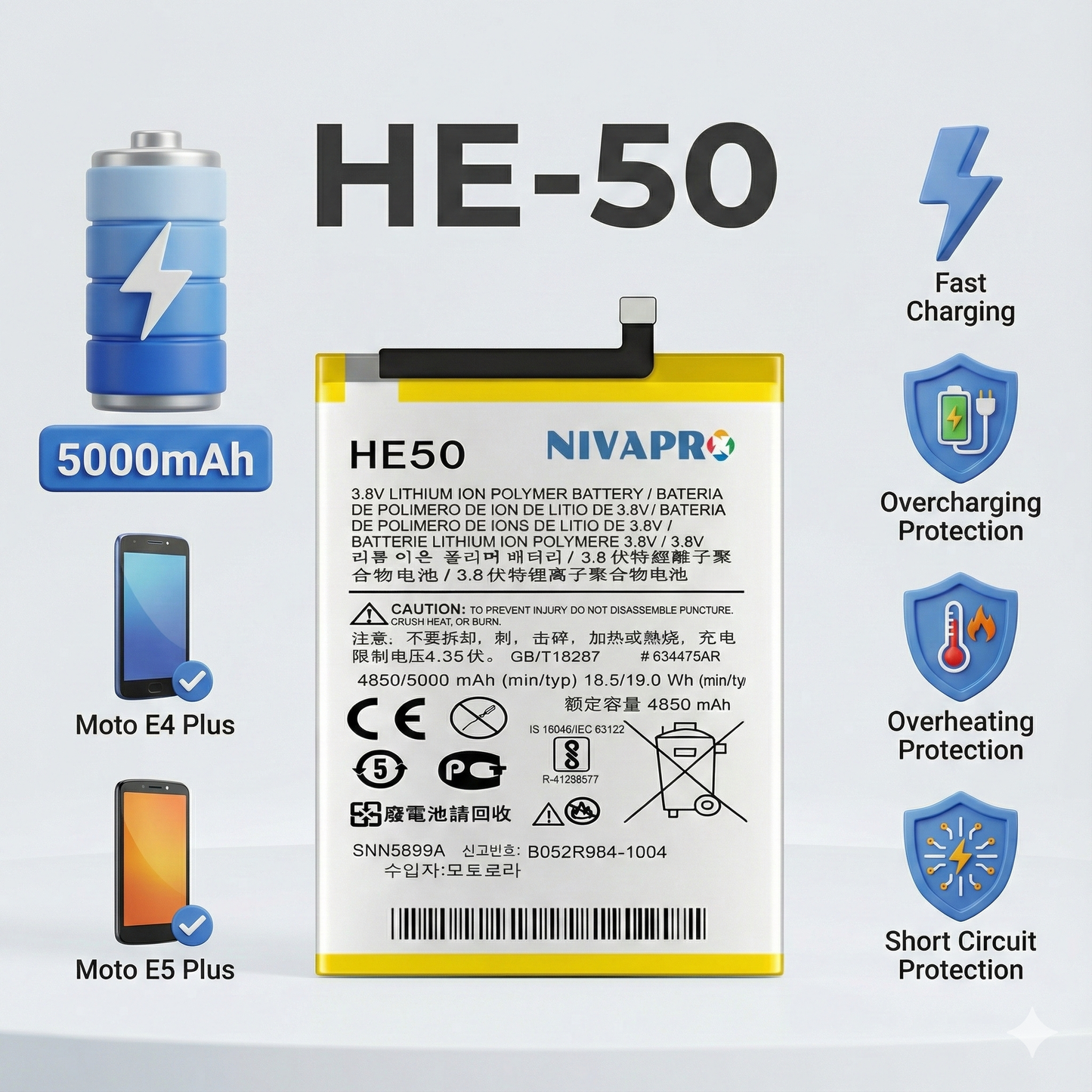 NIVAPRO MOTO NT-50 Battery 5000mAh