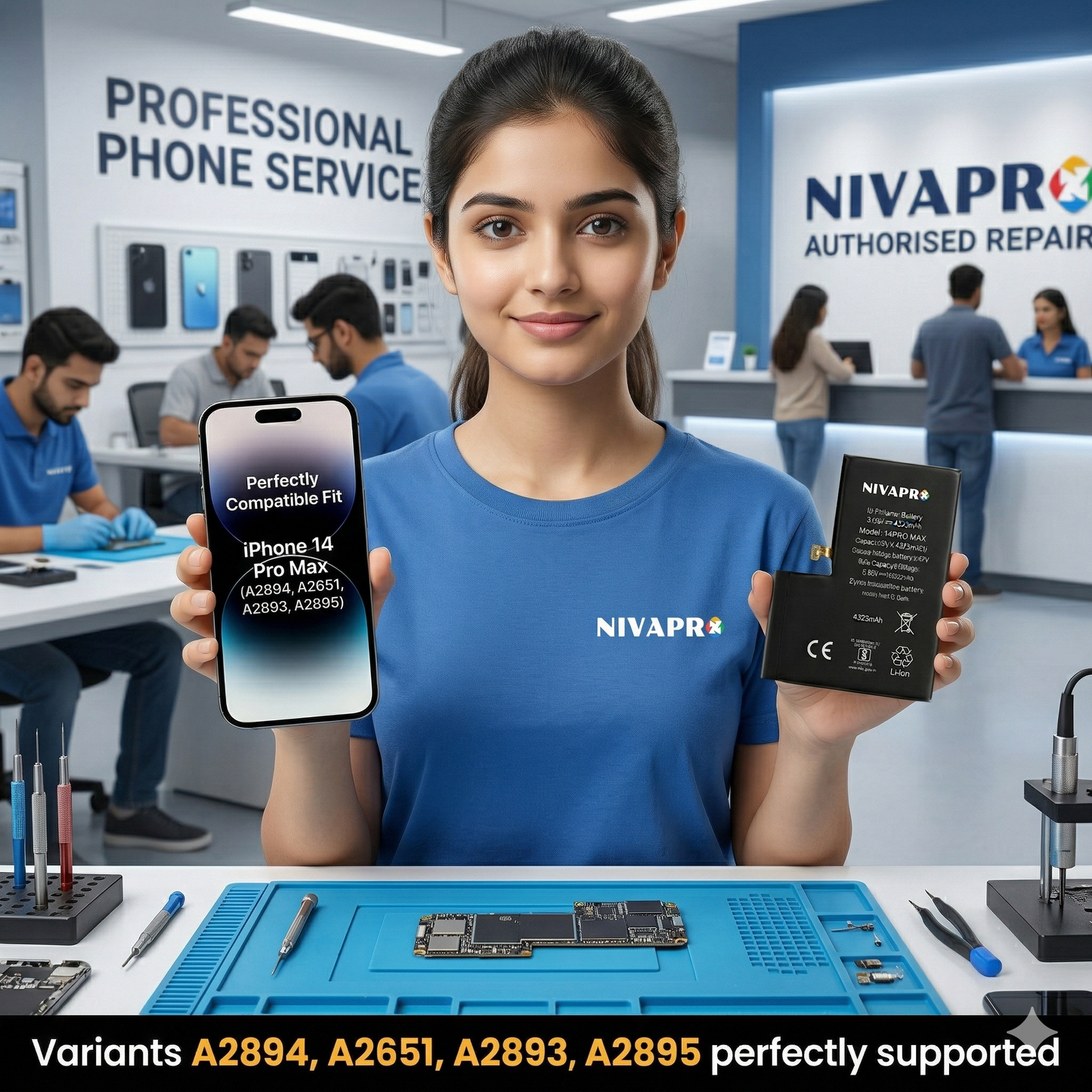 Iphone 14 Pro Max A2894, A2651, A2893, A2895 4323mAh  compatible with 6 Months warranty by NIVAPRO
