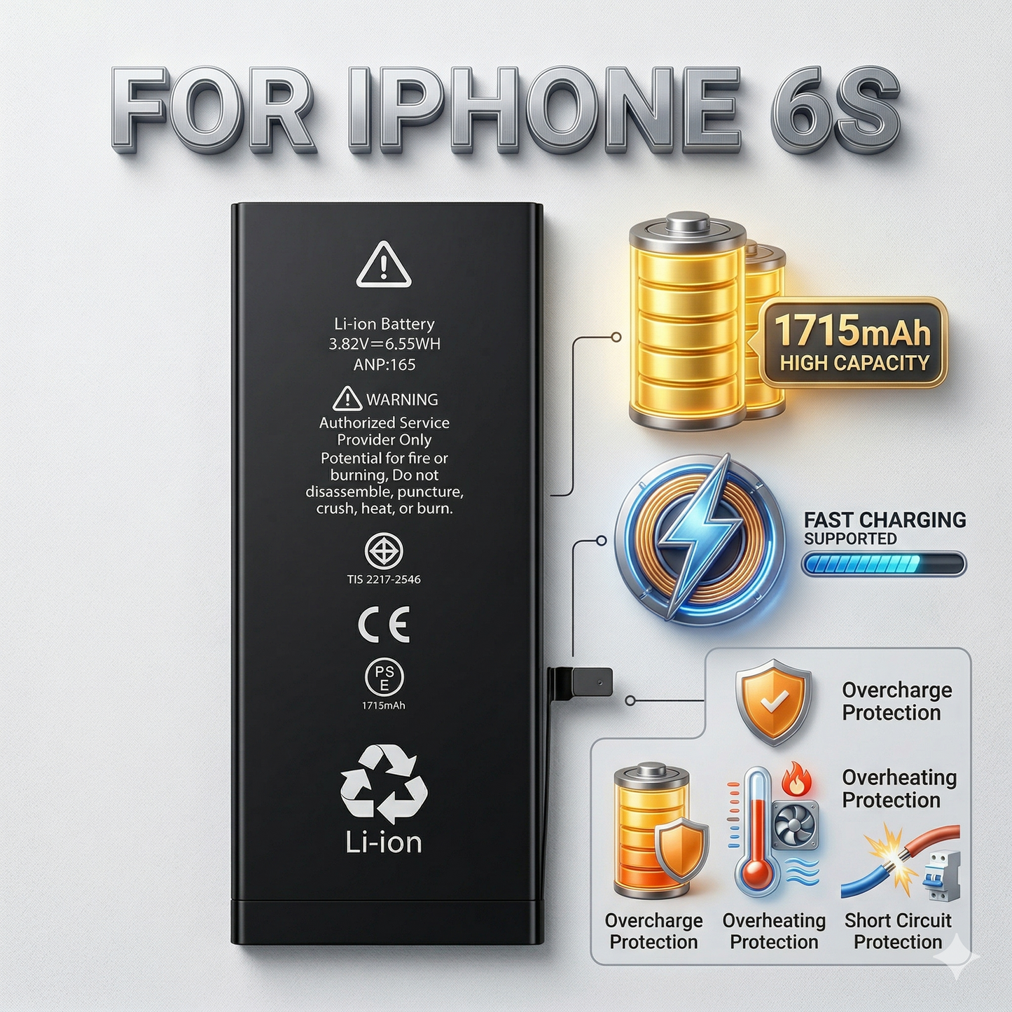 Iphone 6S A1633, A1688, A1691, and A170) 1715mAh  Original Capacity battery by NIVAPRO