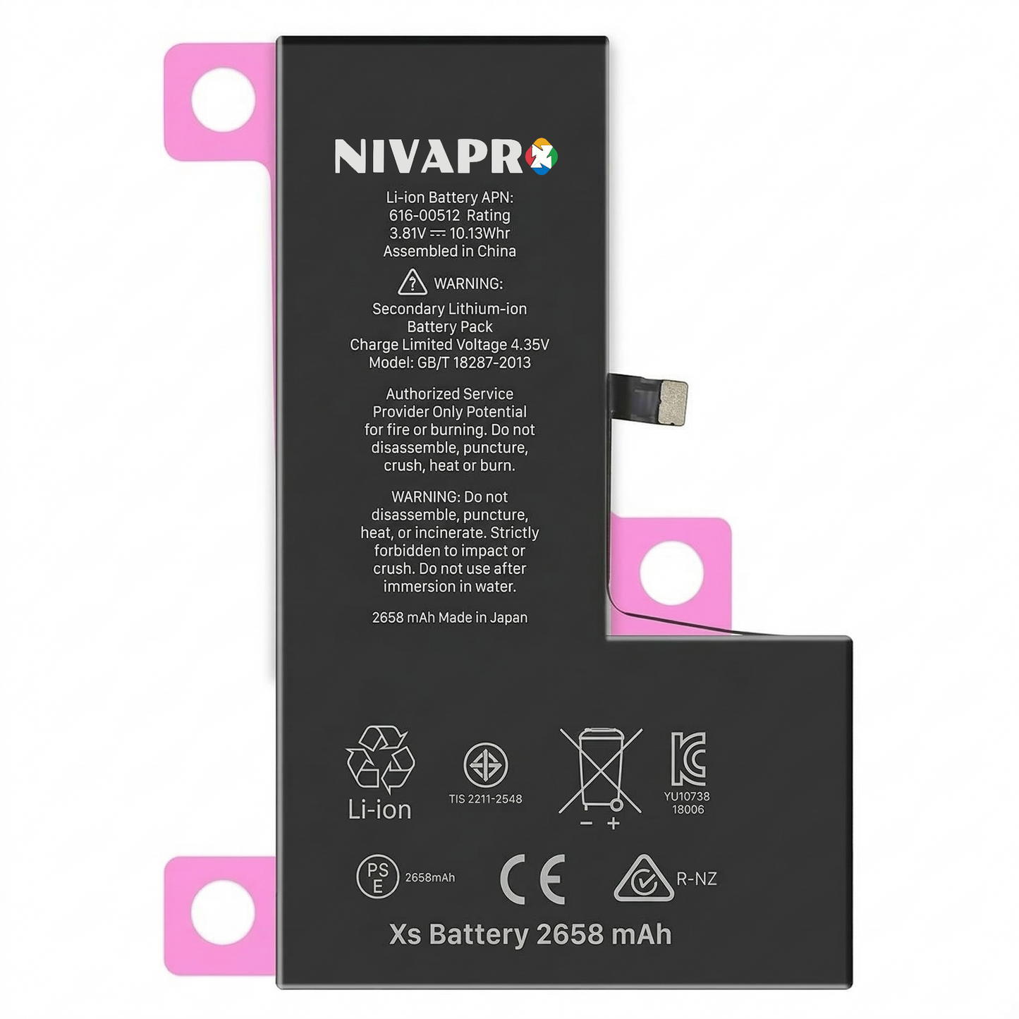 XS iphone battery compatible by NIVAPRO 2658mAh with warranty