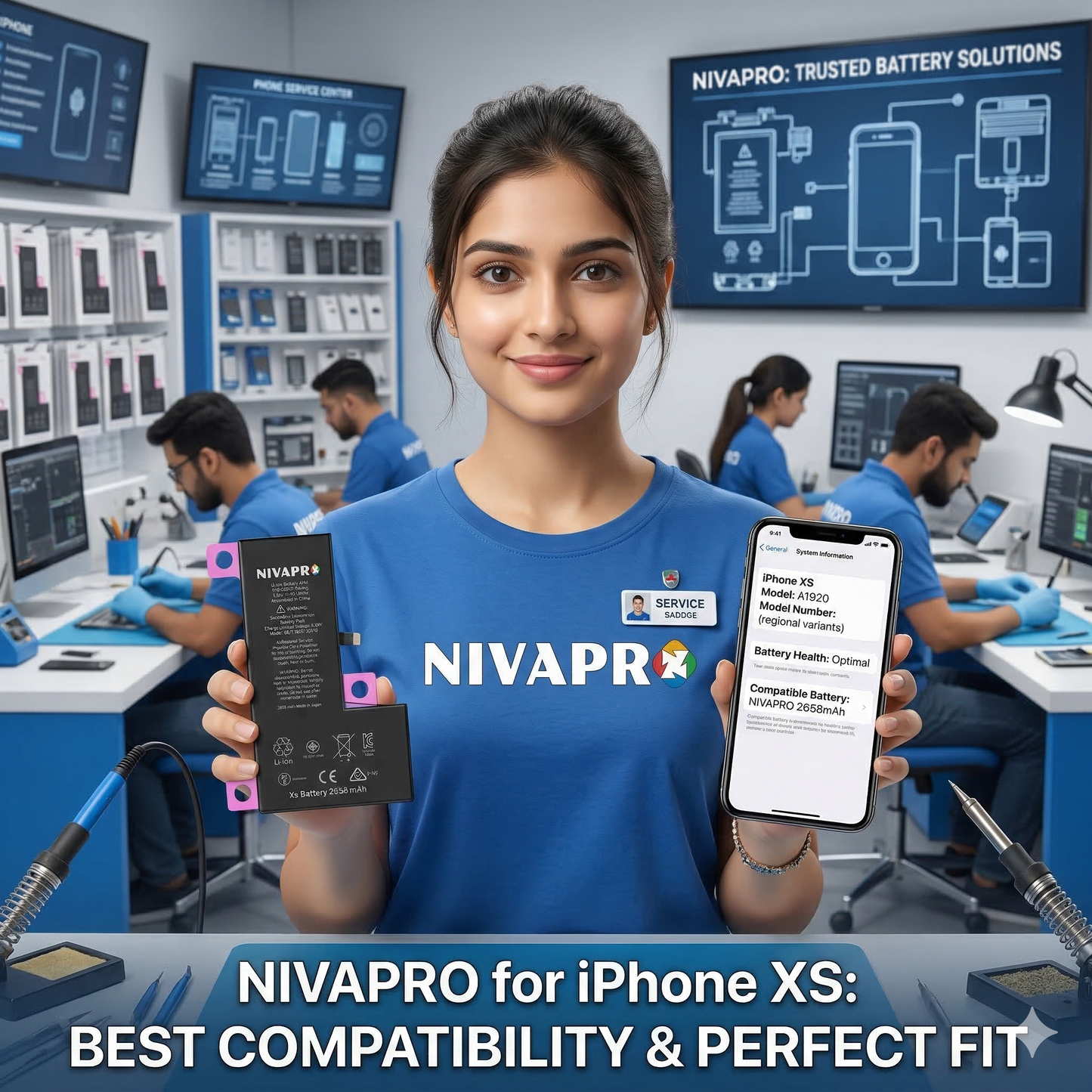 XS iphone battery compatible by NIVAPRO 2658mAh with warranty