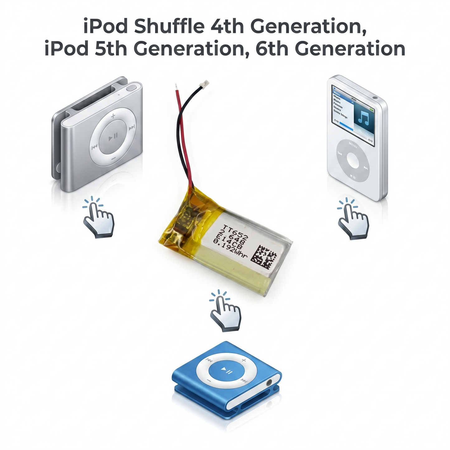 ipod Shuffle 4th 5th 6th Generation 616-0548 0.19Whr 3.7V Compatible replacement Battery  by NIVAPRO