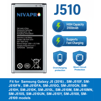 NIVAPRO J510 | J5 (2016) 3100mAh Compatible Battery