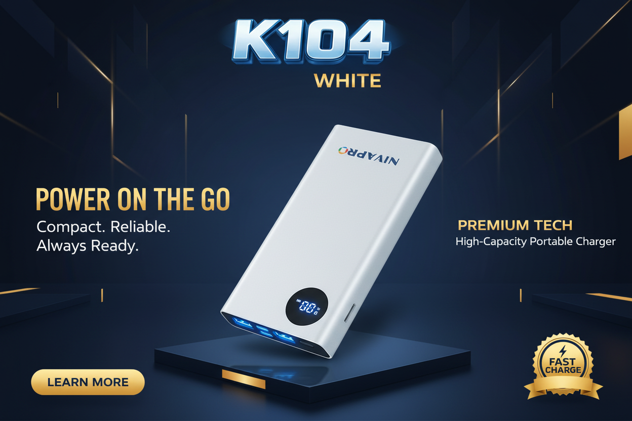 K104 White Power Bank Banner