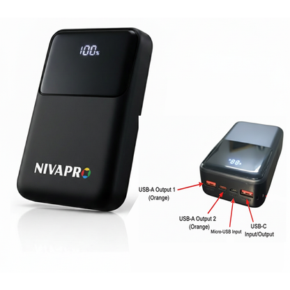 Slim & High capacity Power Bank - Black (20000 mAh)