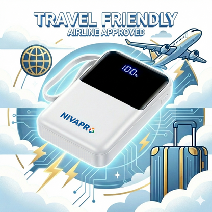 NIVAPRO 10000mAh Power Bank with 22.5W ultrafast Charging, Pass-Through Support, in-Built connectors, Airline Approved, Digital% Display. (Copy)