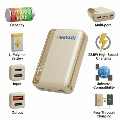 Slim Compact Power Bank K186 (20000 mAh)