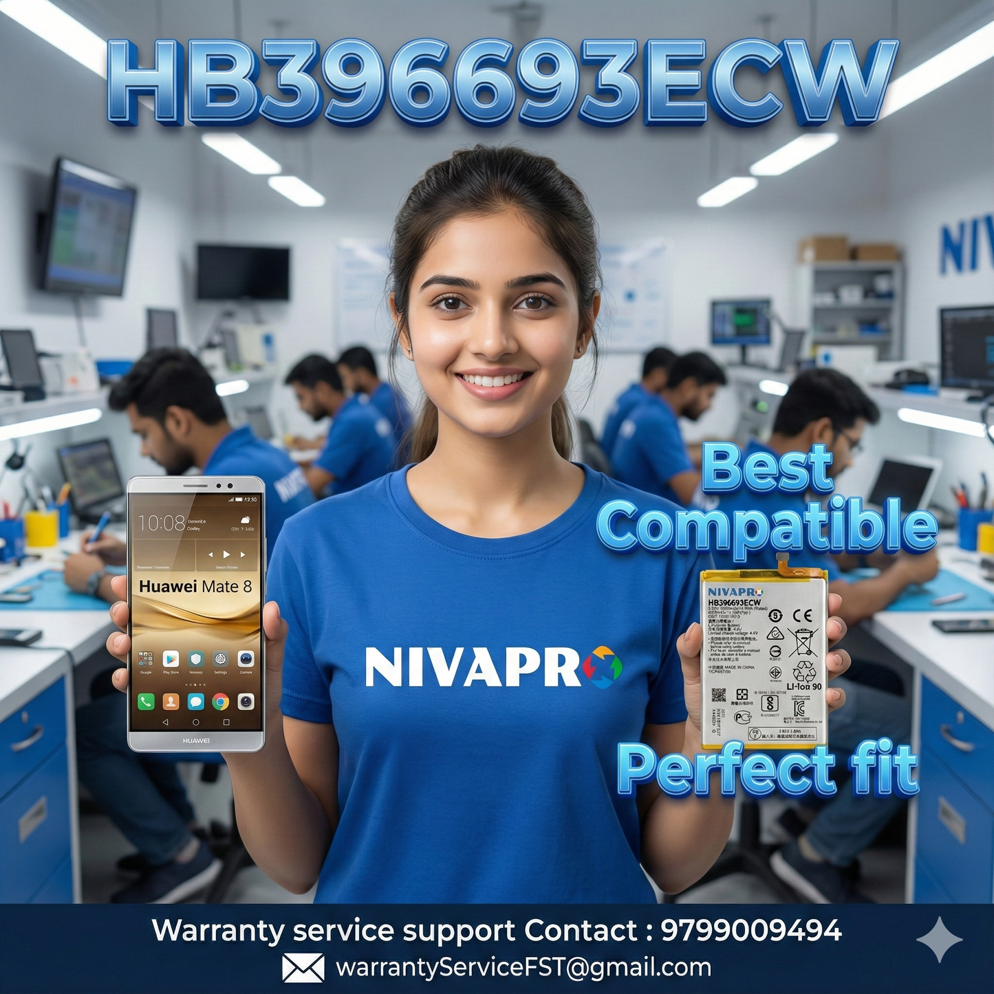NIVAPRO HB396693ECW Battery for Mate 8 4000mAh