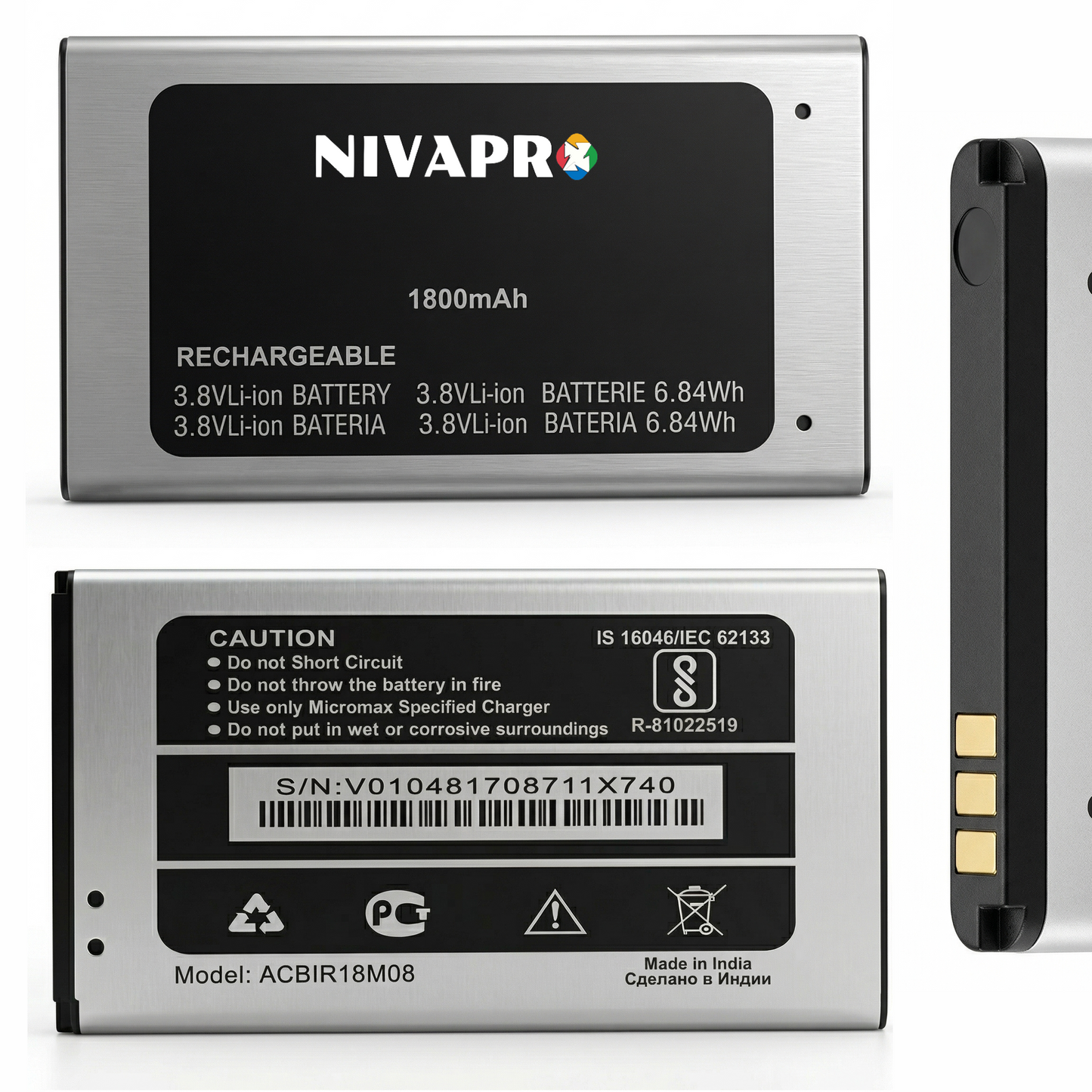 Original Micromax X740 Mobile Compatible battery 1800mAh with warranty by NIVAPRO