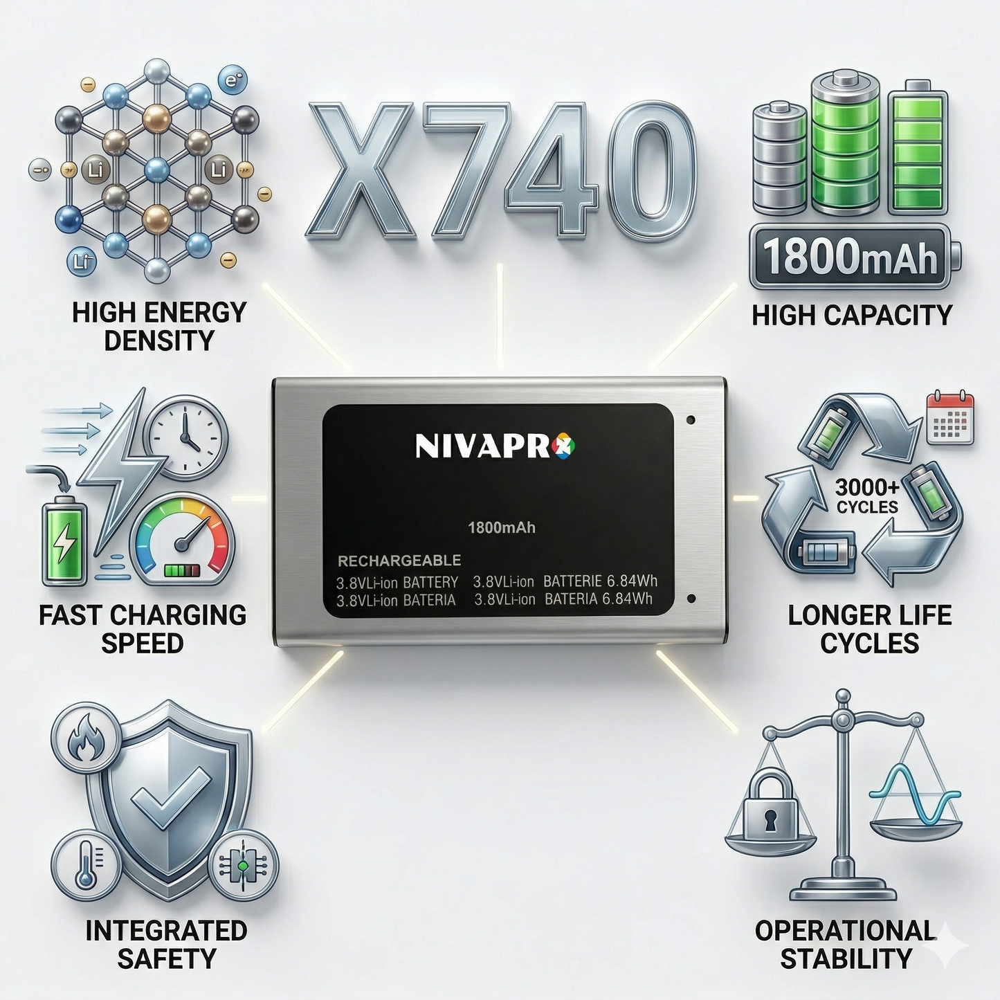 Original Micromax X740 Mobile Compatible battery 1800mAh with warranty by NIVAPRO