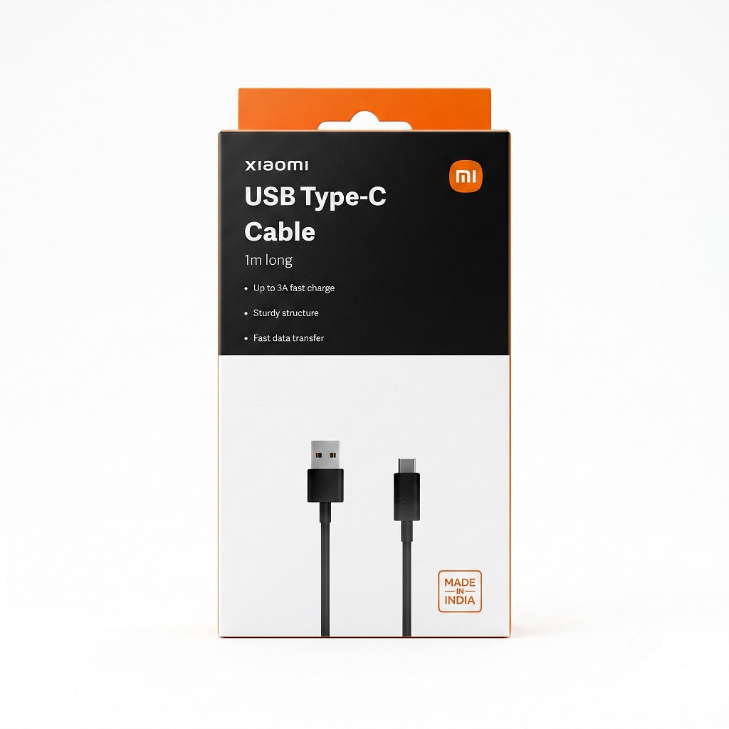 Original Xiaomi 3A USB-A to USB-C cable 1M with 3A current | 480Mbps high-speed data transmission | Safe and durable