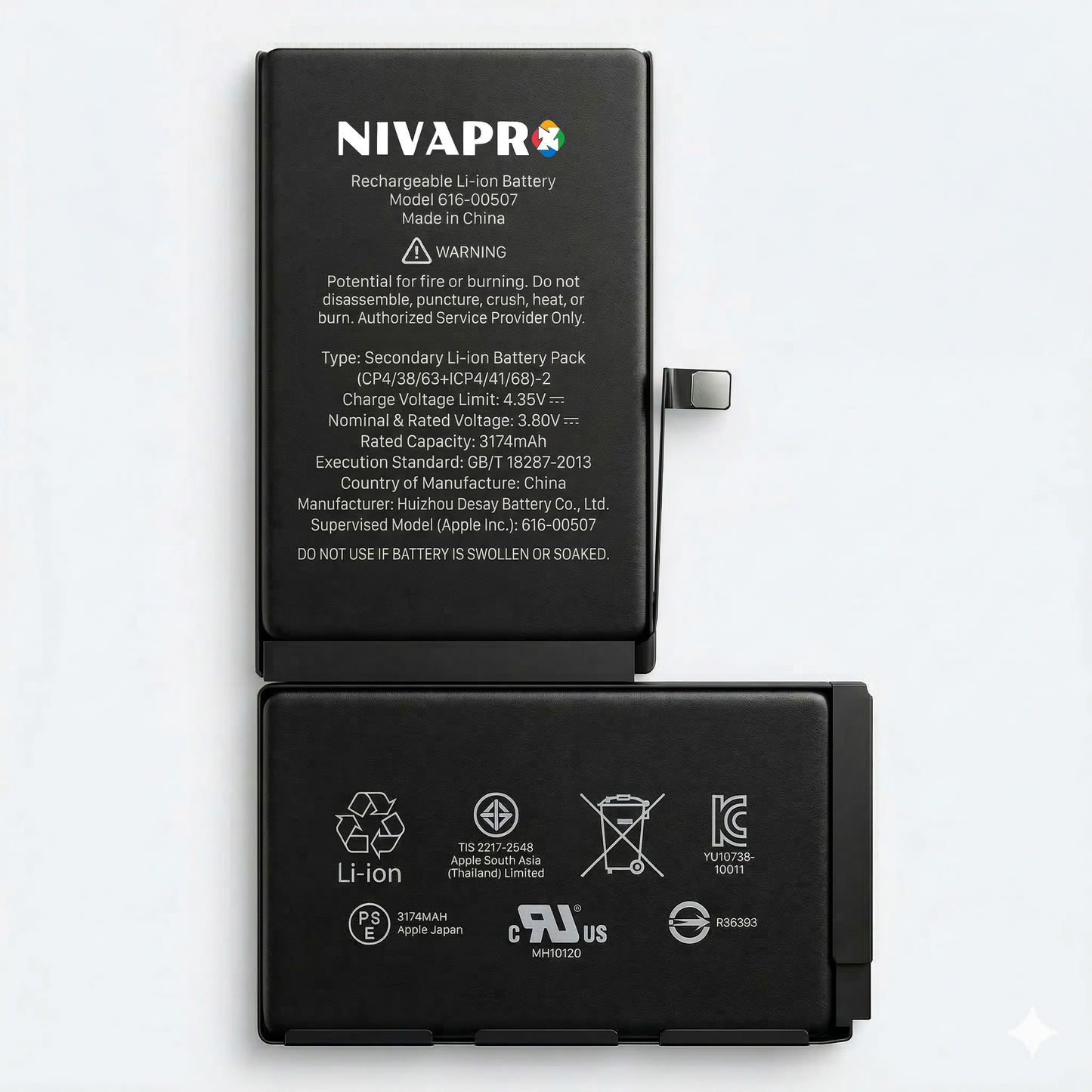 XS MAX iphone battery compatible by NIVAPRO 3174mAh with warranty