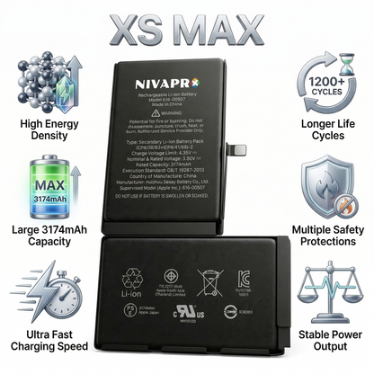 XS MAX iphone battery compatible by NIVAPRO 3174mAh with warranty